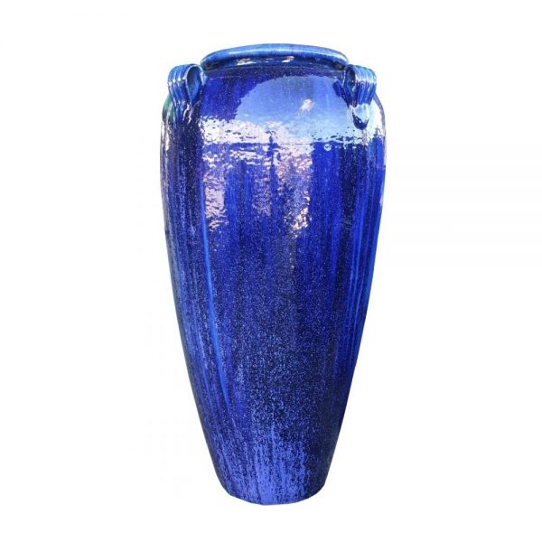 Glazed Blue Tall Temple Jar with lugs