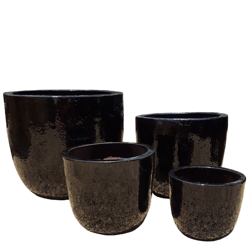 Glazed Black U Planter - Glazed Ceramic Black - Ross Evans Garden Centre